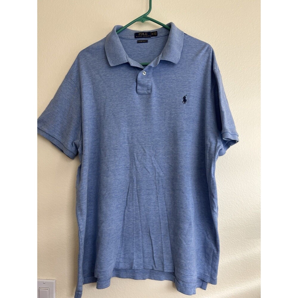 Polo Ralph Lauren Polo Shirt Men Size 2XL Blue 100% Cotton Short Sleeve Collared